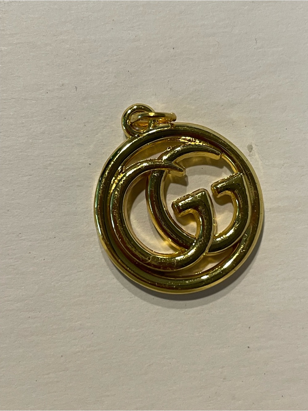 Gucci Gold Double-G Interlocking Pendant Necklace Charm zipper pull